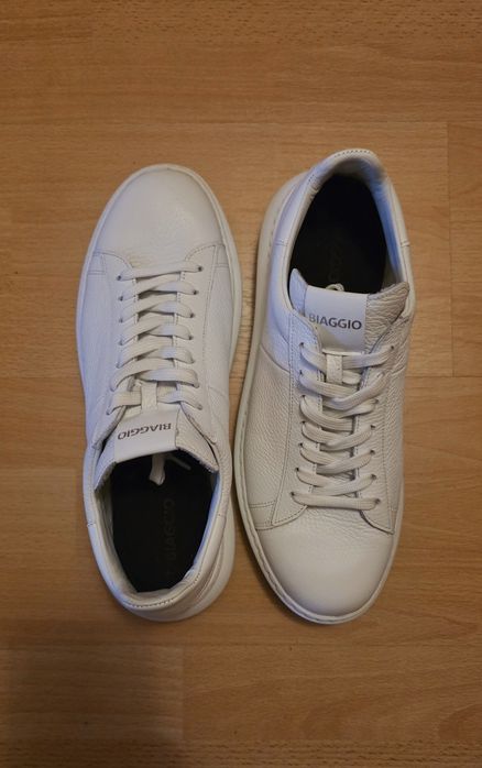 Adidasi Pantofi Biaggio din piele barbati - Nappa albi - Marime 44/28,5