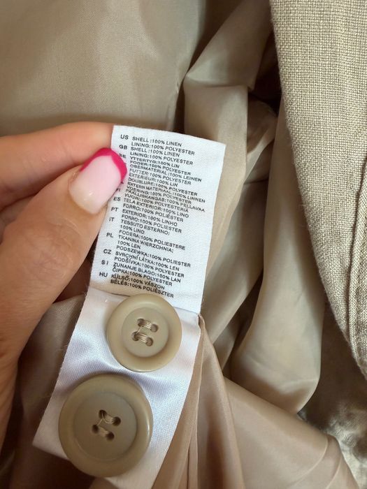 Дамско ленено сако H&M в бежов цвят,размер 40