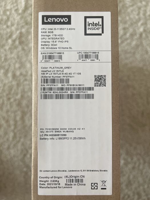 Ноутбук” Lenovo i5 1135G7”