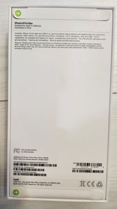 Iphone 14 pro max 256 GB yangi korobkasi ochilmagan imeykasi otgan