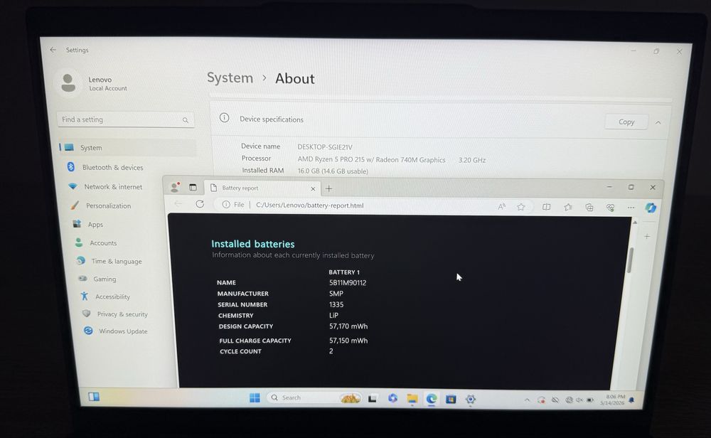 Lenovo Thinkpad L14 Gen6 NOU ! Ryzen 5 Pro 215 w 16GB ram 256 / 512GB