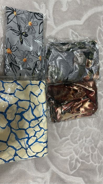 Ткани два отреза штапель два отреза красивые блестящие трекотин по 3 м