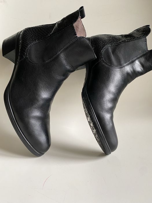 Черни боти от естествена кожа, Wonders, N 39/ 40