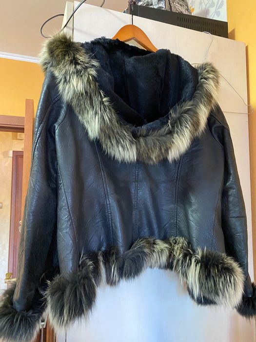Кожено яке с яка от лисица