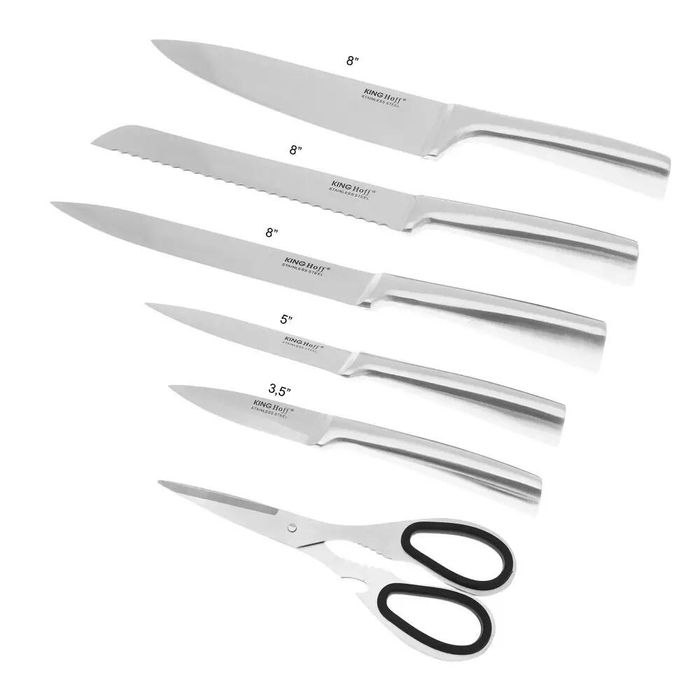 Set de cutite, foarfeca si suport din lemn, 7 piese, Kinghoff