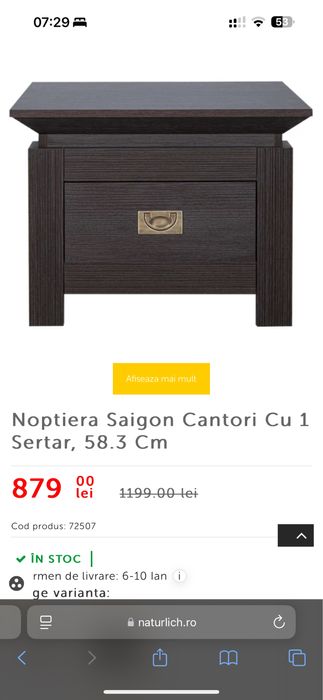 Noptiere Saigon marca Naturlich - lemn masiv