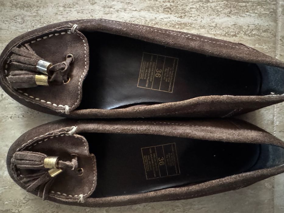 Pantofi piele întoarsă maro, 36, 80 lei