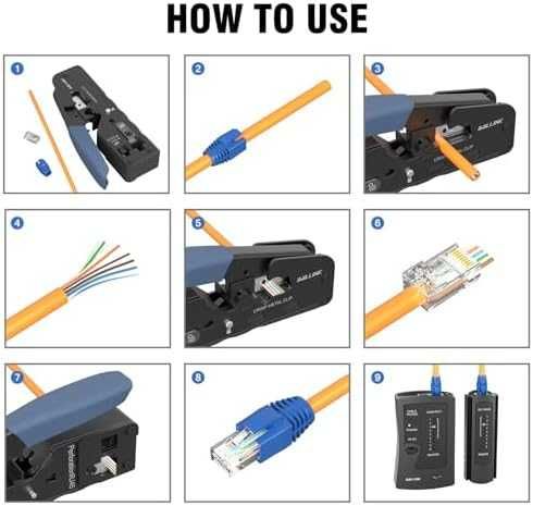 Нов Комплект RJ45 кримпер с тестер, Cat6/Cat6a конектори и куплери