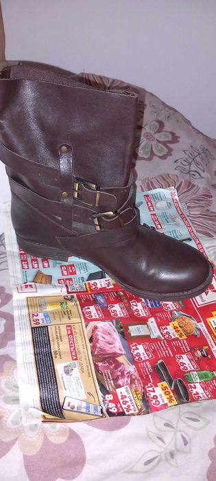 Боти,чиста кожа,шити към подметката,40 номер,кафяви!!! !