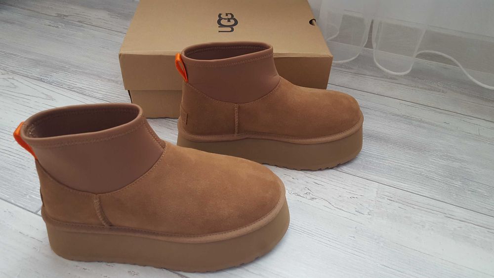Нови дамски кожени високи боти UGG CLASSIC MINI DIPPER Shestnut р-р 39