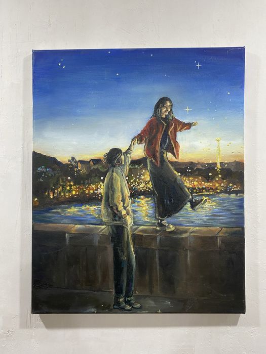 Масляная картина «вечерняя прогулка»