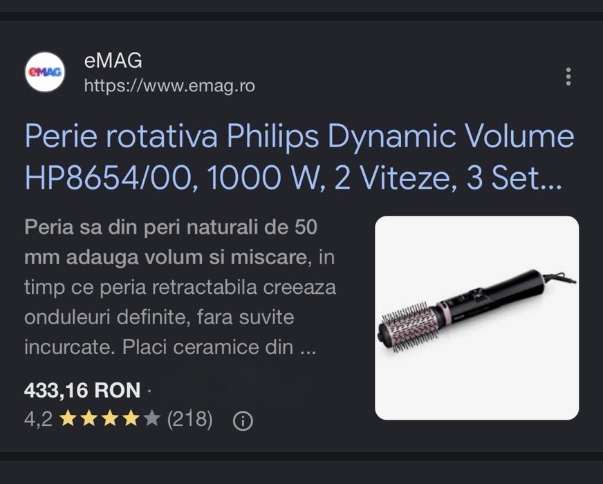 Perie rotativa Philips Dynamic Volume 1000w perie indreptat parul perie volum  cu placi ceramice