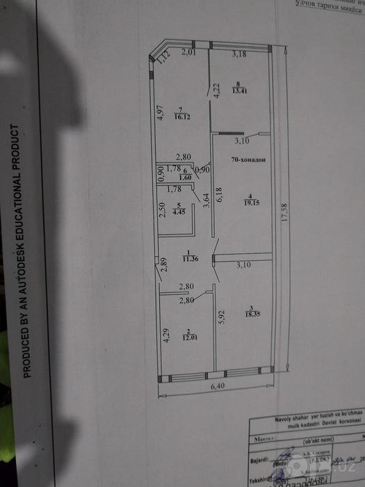 Kvartira sotiladi yangi bozor Hamrozni oldida 3xona 120 kvadrat skvazn
