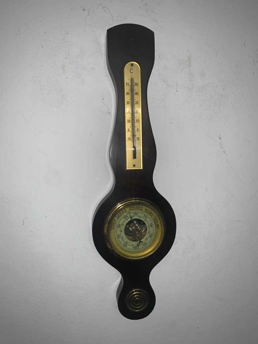 Barumetru cu termometru cu ornament de alama