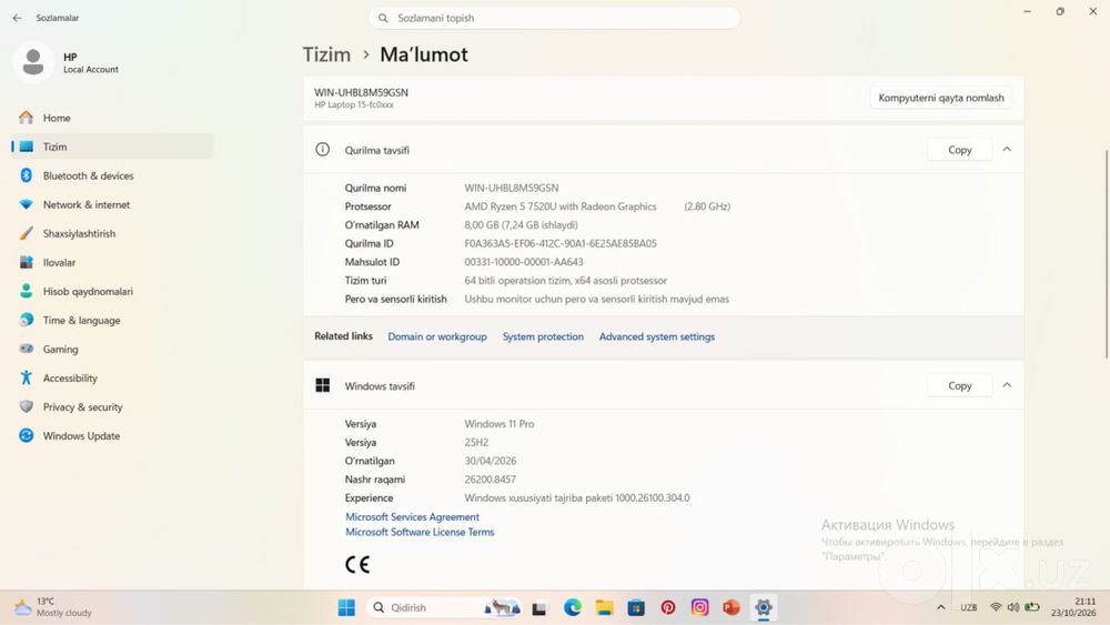 Noutbook sotiladi chiroyli narxga qberaman