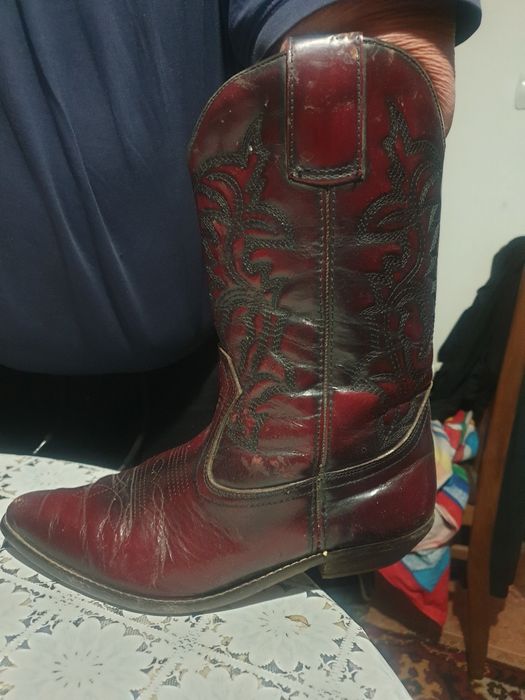 Винтидж каубойски ботуши Y2K Rancho Burgundy Western Rodeo