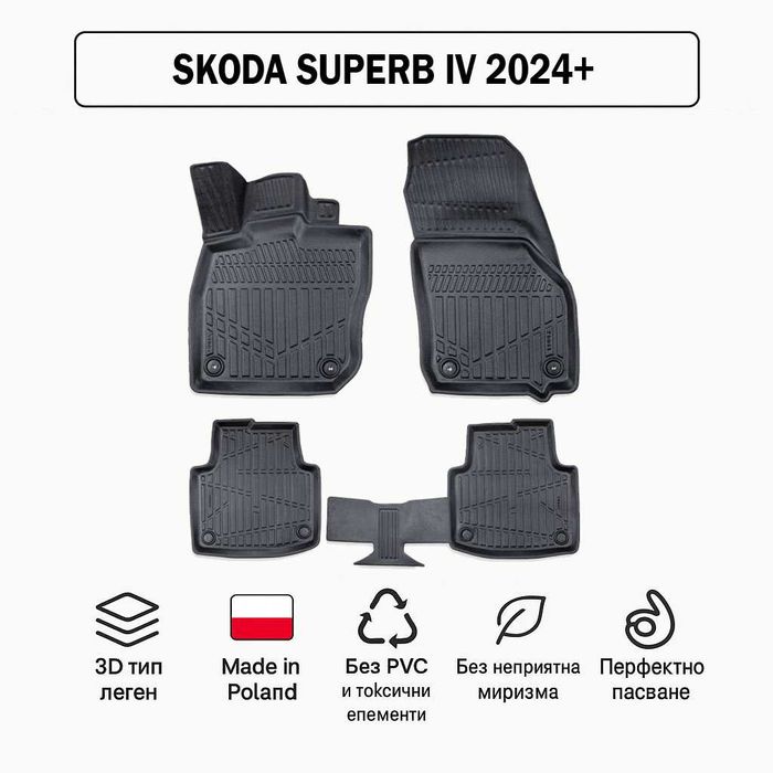 3D Гумени стелки Erpassan за SKODA Superb IV (2024+)