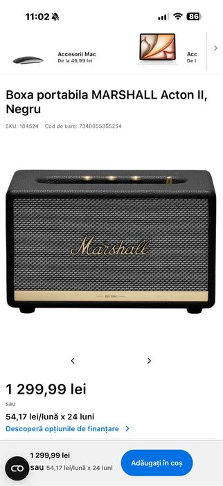 Boxa/Speaker Marshall Acton 2 Bluetooth