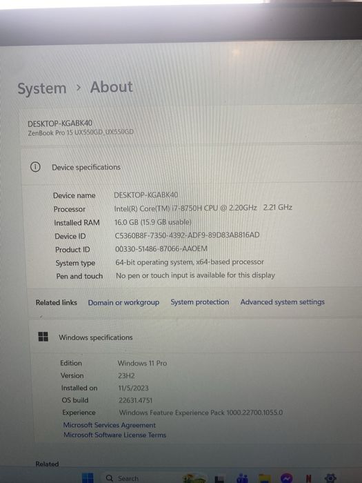 Laptop ASUS ZenBook Pro 15 UX550GD – stare bună,