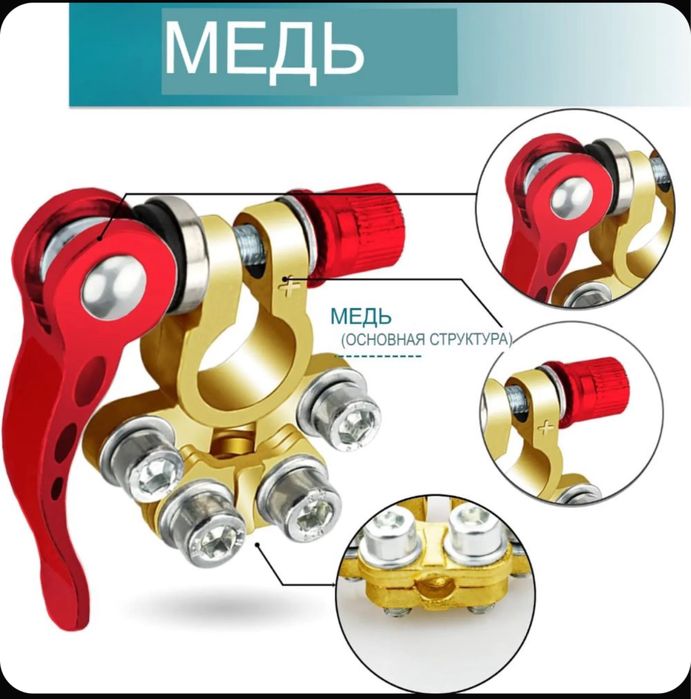 Клемма для аккумулятора, быстросъемная с шестигранным ключом