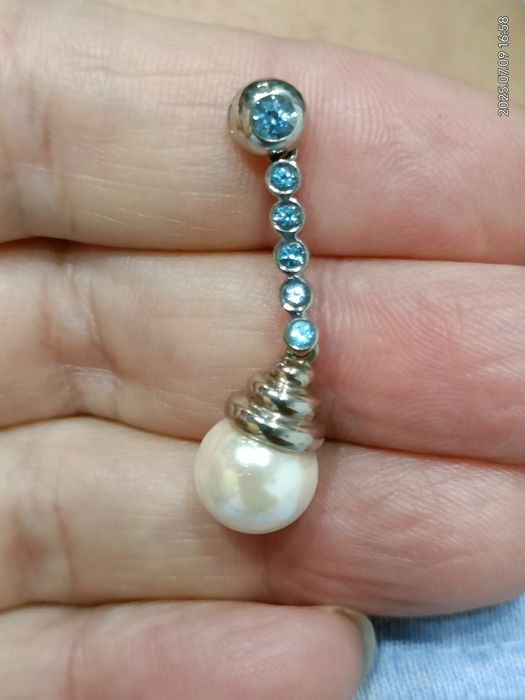 Vind pandantiv din aur 14kt cu perla Akoya și topaze