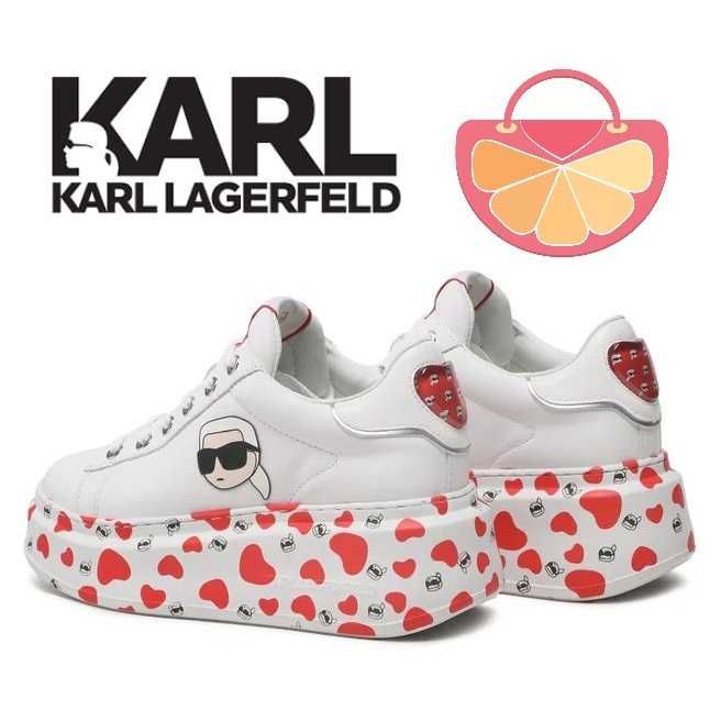 KARL LAGERFELD № 38&39 – Дамски кецове ест кожа "RED HEARTS" нови с к