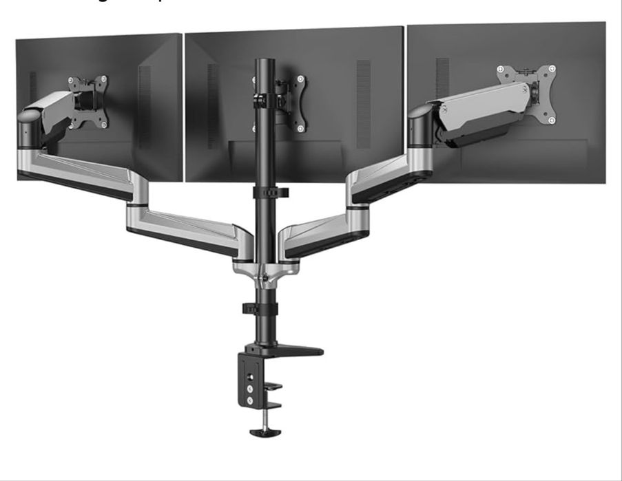 Suport 3 Monitoare HUANUO HNTS3 17”-32” | Brațe Reglabile cu Arc pe Gaz | VESA