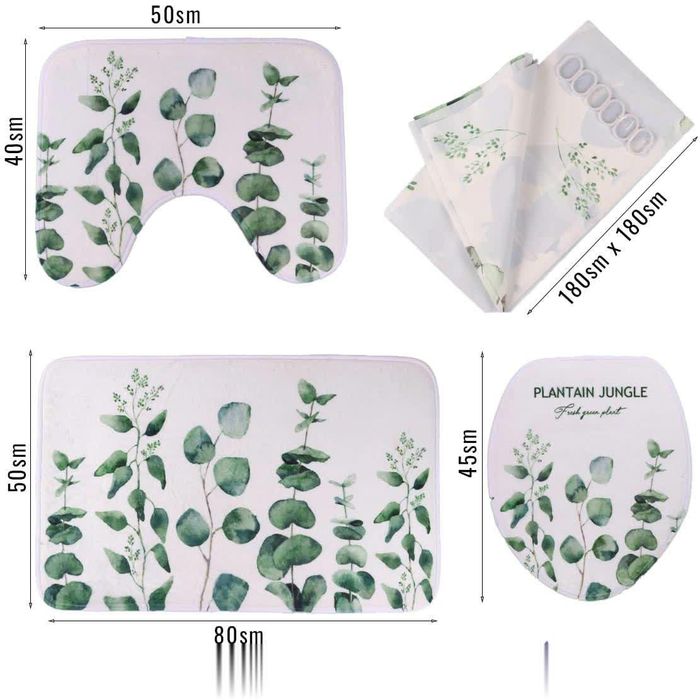 Sanuzel uchun gilamlar to'plami va vanna parda