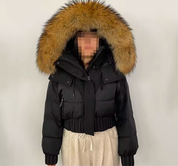 Зимно топло яке с естествен пух на качулката