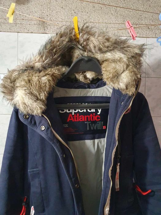 Яке палто парка  superdry xs / S 34 / 36 естествен  и 158 см става същ