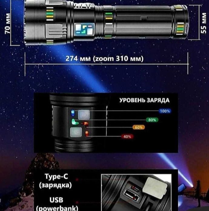 Супер мощный фонарь