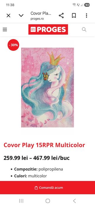 Covor Sintelon Play Princess 150 cm × 80 cm . Fetițe
