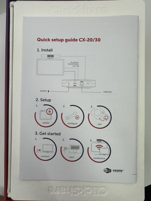 Fane Amanet: Barco ClickShare CX-30 + 2 Butoane, Nou