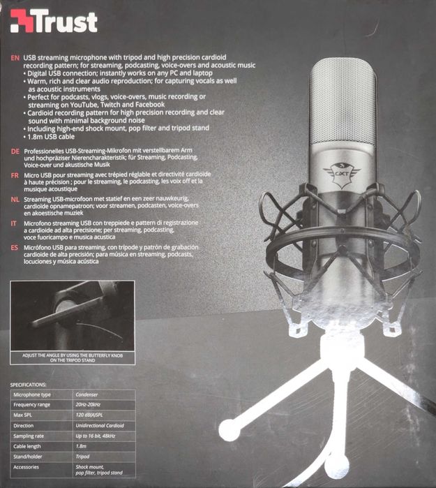 Кардиоиден кондензорен микрофон Trust GXT 242