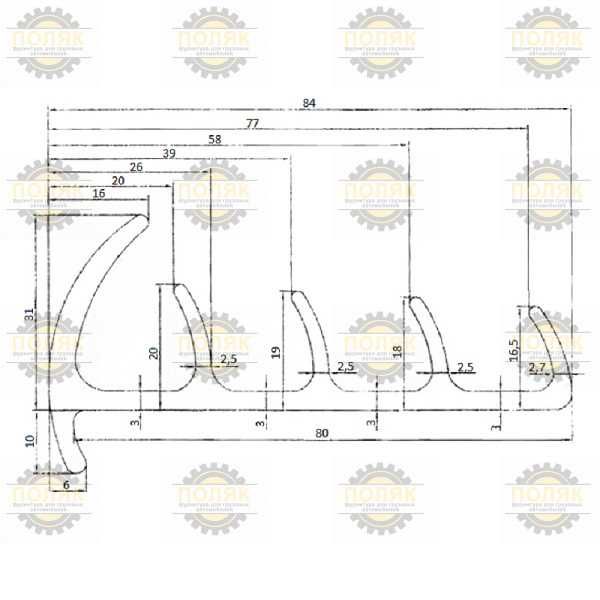 Уплотнитель 80 мм на ворота резиновый для термобудки