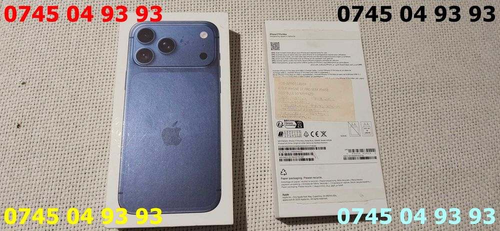 cutie ambalaj IPHONE 17 PRO max deep blue 256gb