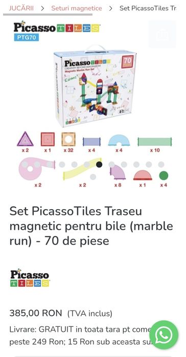 Set magneți ball run Picassa Tiles