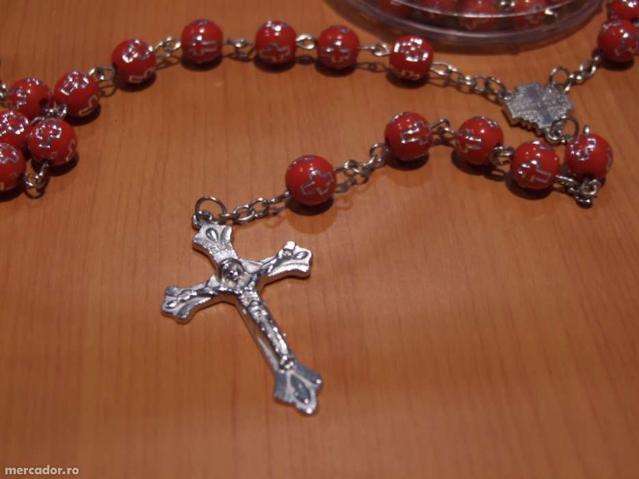 Rozariu margele si lant metal