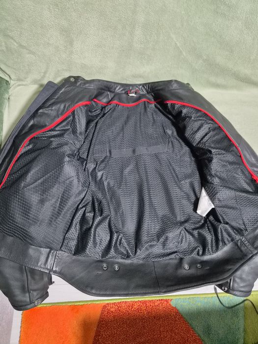 Geaca moto SM din piele, cu protectii certificate, marimea S