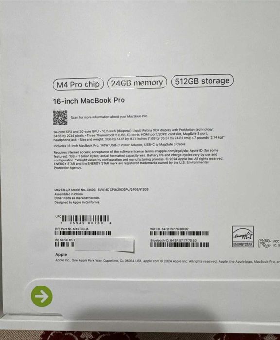 Macbook pro 16 m4 процессор