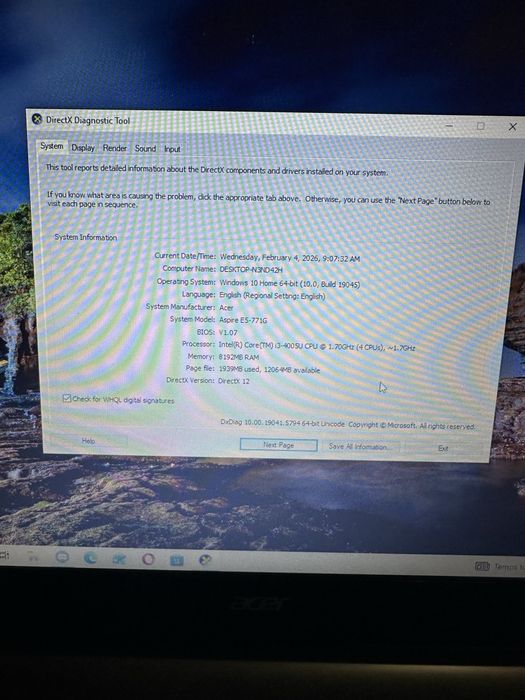 Leptop Acer Gri 2 Gb