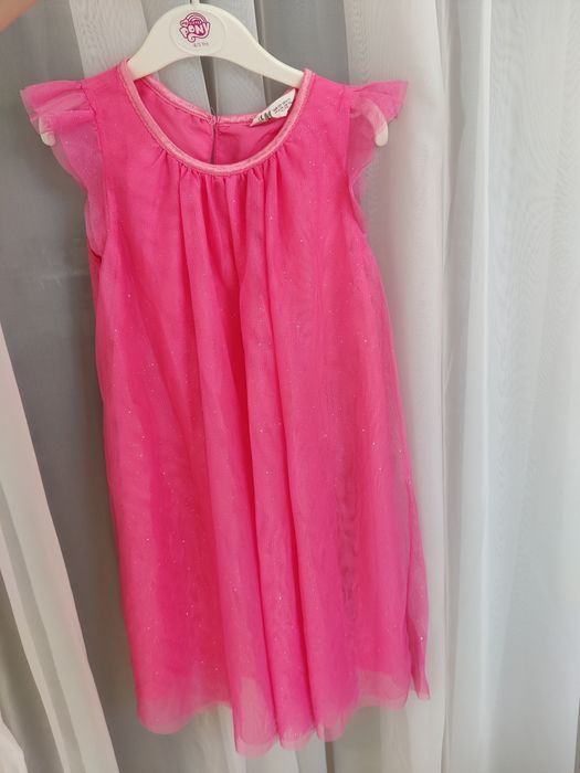Rochiță H&M stare foarte bună 122 6-7 ani roz fluo