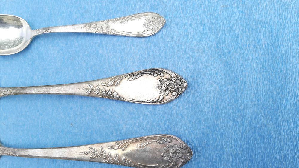 2 X Seturi-Tacamuri 48 piese, alpaca, URSS, marcate, 2866 gr, 1950-60