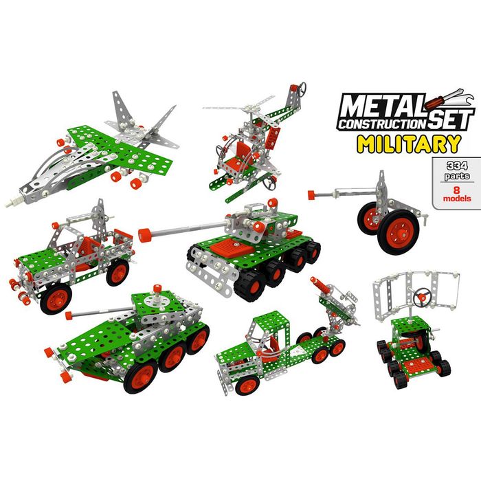 Метален конструктор  пластмасова кутия с болтове гайки инструменти и г