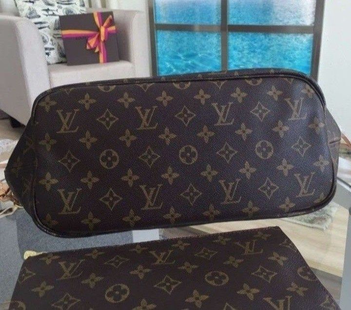 Geanta damă LV Neverfull,piele naturala,portofel atasat,saculet,certif