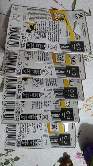 Baterii Energizer 9V Alkaline – Set 5 bucăți sau  10 bucăți – Noi