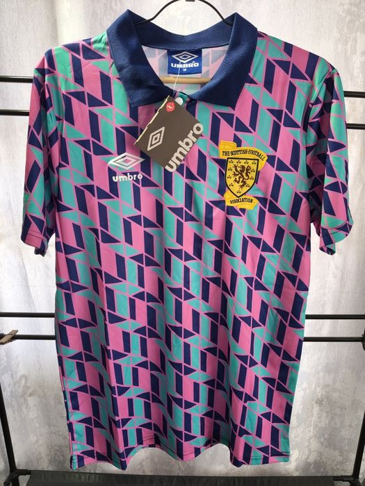 Tricou Retro Scoția Umbro Vintage '90 Design Colorat Roz/Turcoaz NOU M
