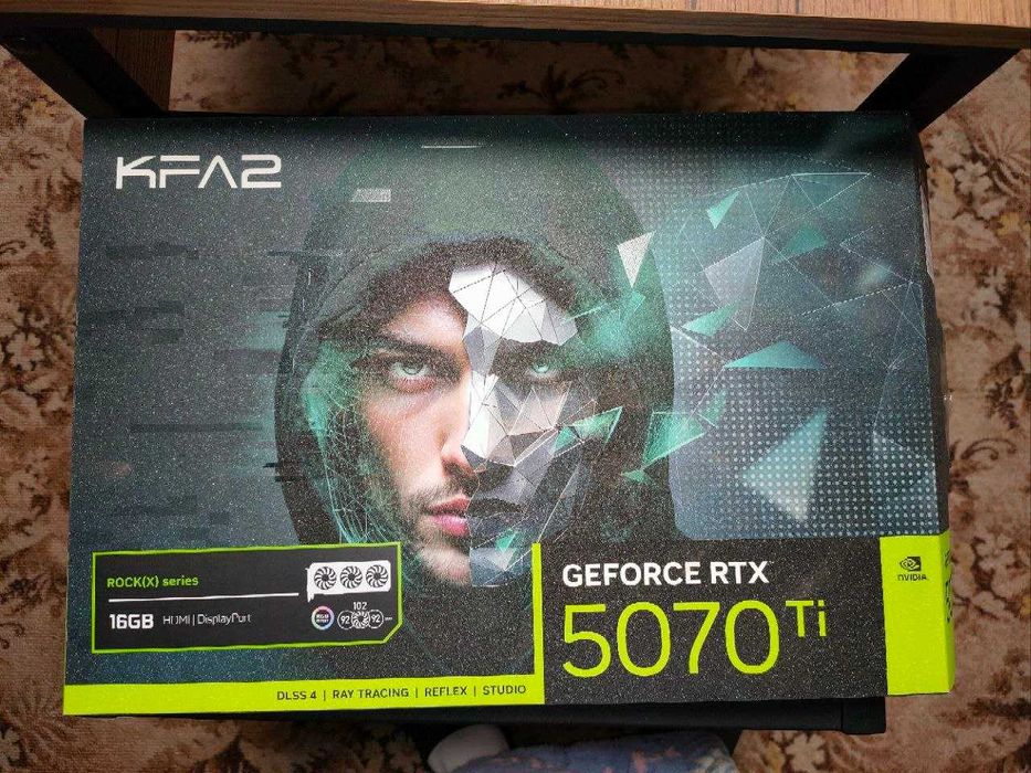 Видеокарта KFA2 GeForce RTX 5070 Ti ROCK(X) OC 3FAN RGB Black