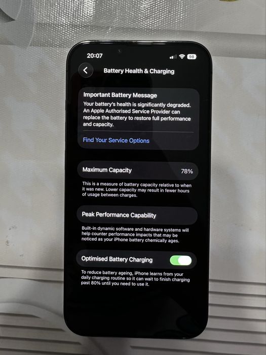 iPhone 13 Pro 128GB 78% baterie, cutie si cablu incarcare