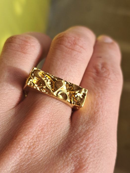 Inel argint IX STUDIOS rustic placat cu aur